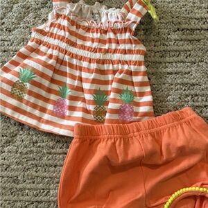 crown & ivy Orange Striped Pineapple Kids Set